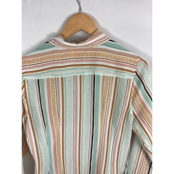 Rachel Zoe Pattern Stripe Long Sleeve Button Down Shirt Size Medium - Picture 5 of 6